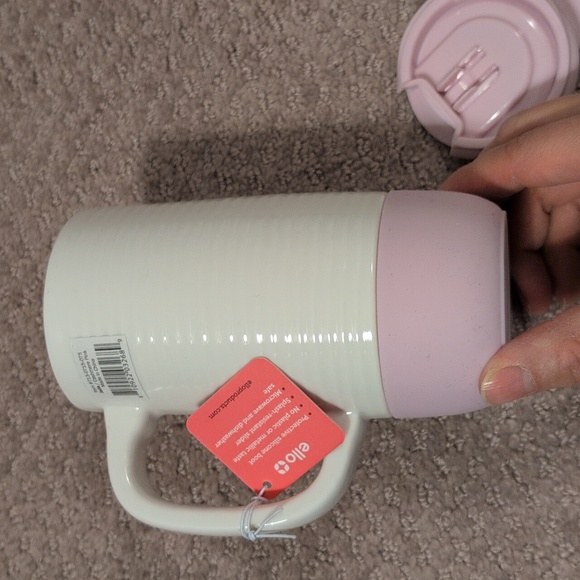 Ello White and Pink Ceramic Travel Mug 14 Oz NWT - Picture 6 of 8